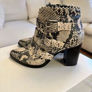 Steve Madden Snakeskin Buckle Ankle Boots